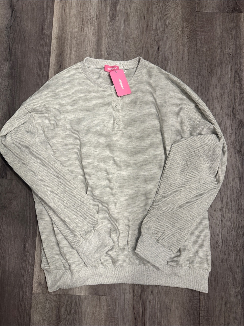 NWT Edikted Light Grey Waffle Henley